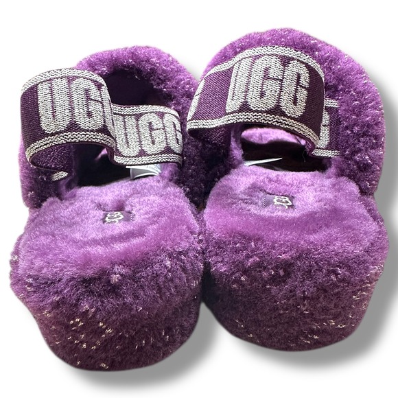 NWOB UGG Women's Oh Yeah Purple Glitter Fluff Slingback‎ Sandal Slides US 7 - Picture 5 of 8